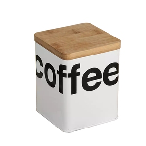 Cà Phê Trà Gạo Tin Thực Phẩm Kín Lưu Trữ Jar Thiết Lập Lớn Rỗng Nắp Tre Sắt Canister Quảng Trường Kim Loại Caddy Container Rắn hộp - Product Image 1