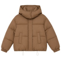Veste courte matelassée à capuche pour femme, manteau d'hiver rembourré - Tissu recyclé écologique, service de logo personnalisé ODM OEM