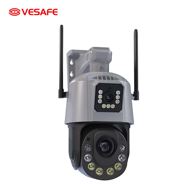 Câmera de segurança IP Vesafe Dual Len 2 vias de áudio com detecção de humanóides Wifi Cctv externo 6mp 36x Zoom óptico 360 Ptz