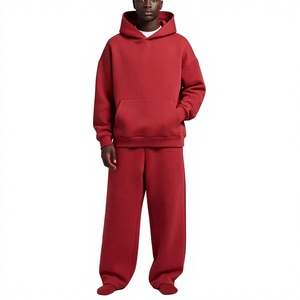 Fall Winter Hooded Printed Fleece Plain Sweatsuit Men <b>Women</b> Straight Wide Leg <b>Jogging</b> Set Wholesale Logo Custom Stretchable - Product Image 4