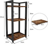 Étagère de rangement vintage pour imprimante, mobile, en bois, pour bureau, 3 niveaux, support d'affichage métallique pour imprimante