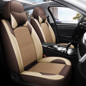 Venta al por mayor de fabricante directo, gran oferta, piel de dibujos animados, seda helada, juego de cojines para asiento de coche, tipo frontal hecho de material de cuero, red roja - Product Image 5