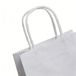 Bolsas de Papel Kraft Blancas Personalizables al por Mayor con Asas Retorcidas y Borde Dentado para Empaque de Regalos en Comercios, Bodas y Fiestas - Product Image 2