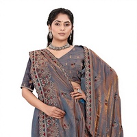 Saree Satin Fandy Desainer India Vexotrend untuk Wanita, Desain Patola yang Indah, Gaya Tradisional untuk Pesta Pernikahan, Bebas Kerut