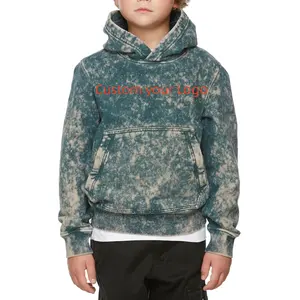 Hoodie Terry Prancis Pullover Kustom Grosir Hoodie Fashion Anak Laki-laki Katun Vintage Populer Hoodie Cuci Asam Anak-anak