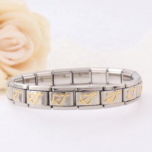 Nouveau Bracelet à Breloques Italien de 18 cm en Acier Inoxydable, Lot de Maillons de Démarrage DIY pour Bracelet à Breloques Italien en Forme de Cœur - Product Image 5
