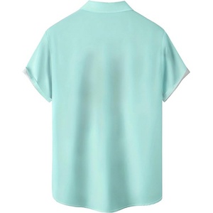 เสื้อฮาวายสำหรับผู้ชาย แขนสั้นทรงหลวม คอตั้ง ปักโลโก้ได้ ระบายอากาศได้ดี พิมพ์ลาย ODM เสื้อชายหาด รีสอร์ท ลำลอง - Product Image 2