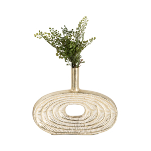Vaso in Metallo Traforato Stile Tribale, Decorazione Ovale per Soggiorno, Camera da Letto, Sala da Pranzo, Arredamento Scultoreo per la Casa - Product Image 2