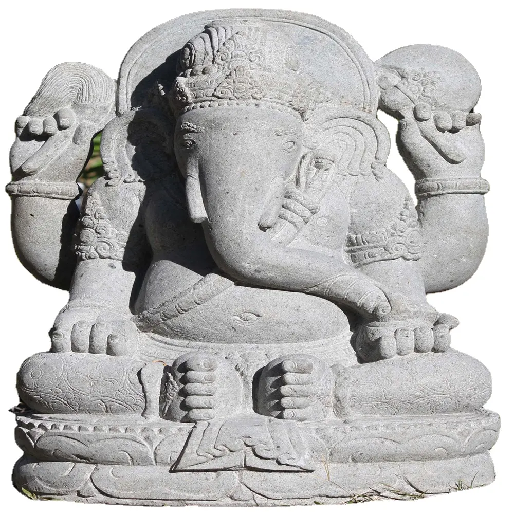 Deedgreat toptan doğal mermer taş heykel tapınak kullanımı büyük hint Ganesha heykeli yaşam boyutu heykelleri fil kafa buda