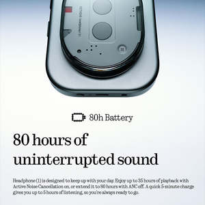 Versión global de auriculares <span class=keywords><strong>Nothing</strong></span> (<span class=keywords><strong>1</strong></span>) Auriculares inalámbricos Bluetooth B170 KEF Reproducción ANC adaptable en tiempo real hasta 80 horas - Product Image 5