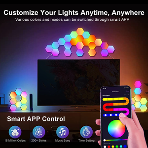 Panel de Luz LED Inteligente Hexagonal EAJANN, Lámpara de Pared Modular con Cambio de Color RGB, Control para Sala de Juegos, Sincronización con Música, Decoración del Hogar, Luz de Neón - Product Image 6