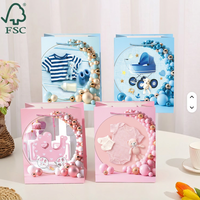 Sac en papier à motif ours mignon et vêtements pour emballage de produits pour bébés, thème animal, design de poussette de dessin animé, touches d'anniversaire
