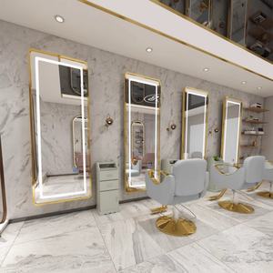 LE New Arrival Large <b>Full</b> <b>Length</b> <b>Gold</b> Styling Barber Salon Furniture Wall Hairdressing Makeup Led Beauty Salon <b>Mirror</b> - Product Image 4