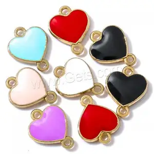 DIY jewelry making bulk Heart Enamel Zinc Alloy Connector more colors for choice 13x10mm Hole:Approx 1.5mm 1661269