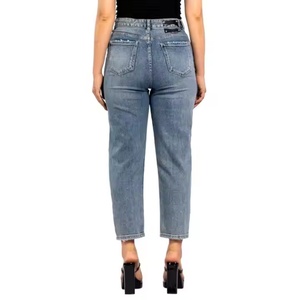 Pantalones Vaqueros de Pierna Recta Personalizables OEM, Pantalones de Mezclilla Casuales de Pierna Ancha, Transpirables, Holgados, para Verano, para Mujer - Product Image 3