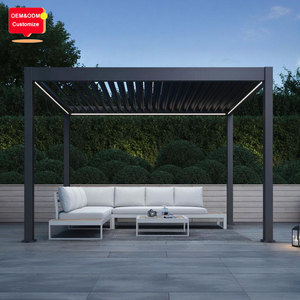 Mái hiên mái xếp tự động ngoài trời chống mưa bằng nhôm với các thanh lá điều chỉnh được và tường kính - Product Image 2