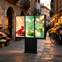 Écran LCD numérique extérieur ultra-plat de 49 pouces IP66, kiosque totem sur pied, écran de jonction lisible au soleil pour usage commercial en rue