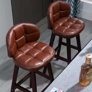 Sillas de Bar Modernas Minimalistas de Respaldo Alto, Cómodas, Elegantes y Duraderas, de Cuero Marrón Vintage, para Bares, Islas de Cocina y Uso Doméstico - Product Image 5