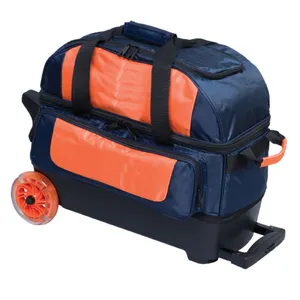 Borsa da Bowling 2 palline di alta qualità OEM Custom Wheel Trolley 2 Four Roller Bowling Balls Bag Tote 2 Ball Roller Bowling Bags