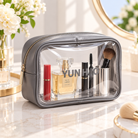 Sac de Cosmétiques Transparent à Grande Capacité avec Logo Personnalisé, Motif en PVC Transparent, Fermeture Éclair, Étanche, Organisateur de Maquillage, Voyage
