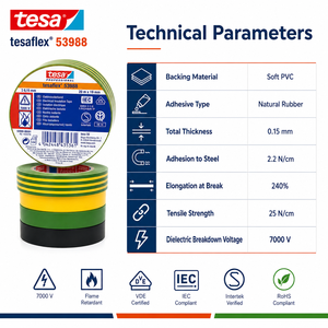 เทปพันสายไฟฟ้า Tesaflex <span class=keywords><strong>53988</strong></span> สำหรับงานยานยนต์และเครื่องใช้ไฟฟ้าภายในบ้าน - Product Image 4