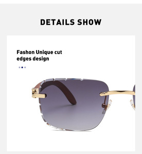 Haute qualité <span class=keywords><strong>carré</strong></span> rétro à la mode diamant lunettes de soleil <span class=keywords><strong>dégradé</strong></span> coloré <span class=keywords><strong>coupe</strong></span> sans monture hommes femmes lunettes de soleil - Product Image 5