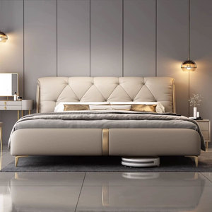 Letto Matrimoniale Moderno di Lusso in Legno, Imbottito, Design Recente, Struttura Letto King Size - Product Image 3