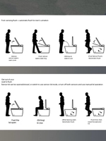 Toilette intelligente noire au design moderne pour salle d'affaires, avec affichage intelligent, toilette à clapet, mini-suite de salle de bain, toilette à chasse d'eau intelligente
