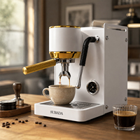 Cafetera Espresso de Diseño Retro de Lujo, Totalmente Metálica, con Cabezal de Grupo Comercial de 58 mm y Portafiltro, Control Táctil Digital