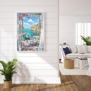 Pintura por número <span class=keywords><strong>para</strong></span> adultos, lienzo <span class=keywords><strong>para</strong></span> <span class=keywords><strong>principiantes</strong></span>, paisaje de playa, Kits de pintura por números con 4 pinceles y pintura acrílica - Product Image 5