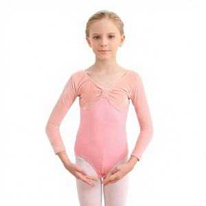 Maillots de Ballet para Niñas con Cuello en V, Manga Larga y Cintura Elástica, de Algodón y Spandex, para Danza y Entrenamiento, Disponibles en Stock - Product Image 2