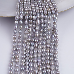 Promotion de perles d'eau douce baroques grises Edison naturelles de 7 mm pour la fabrication de colliers en gros, fourniture de chaînes - Product Image 1