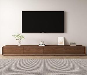 Meuble <span class=keywords><strong>TV</strong></span> autoportant minimaliste en noyer et chêne, couleur personnalisée, respectueux de l'environnement, en MDF noir et panneaux de particules, avec 4 tiroirs - Product Image 5