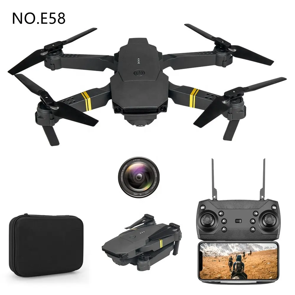 Amazon Nguồn Gốc Nhà Máy Quadcopter 2.4 Gam RC E58 Pocket Drone Với HD Camera E58 DRONE Mini Drone Với 4K Dual Cam 2021