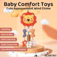 Mainan Gantung Hewan Singa Kartun dari Kain Wol, Mainan Sensorik Montessori untuk Bayi 0-6 6-12 Bulan