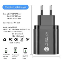 Pengisi Daya Dinding Cepat PD 20W Baru untuk Ponsel Adaptor EU US UK 5V3A Tipe-C Multi Port Kepala Pengisi Daya untuk iPhone