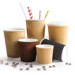 Tasses jetables de papier peint d'ondulation et tasse de papier peint d'ondulation de thé de café à emporter du petit prix 8oz - Product Image 2