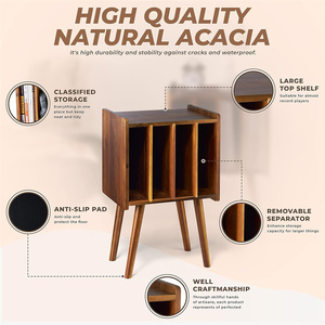 Support de <span class=keywords><strong>tourne</strong></span>-<span class=keywords><strong>disque</strong></span> en bois à deux niveaux, support de rangement pour disques vinyles, support de présentation, écologique, multifonction - Product Image 5