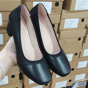 أحذية عمل فاخرة من الجلد الأسود للنساء، تصميم رسمي مناسب لموظفات الفنادق ومضيفات الطيران، بنعل ناعم وسميك، طراز صيفي - Product Image 2