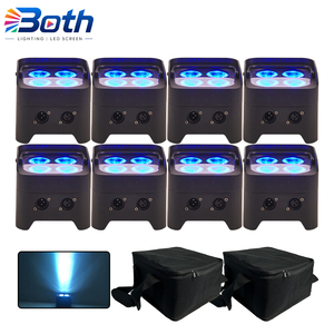 8pcs with 2 bags Battery Powered 4x18W RGBWA+UV Mini LED Uplight Wireless DMX Par <b>Light</b> for <b>DJ</b> Wedding Events - Product Image 1