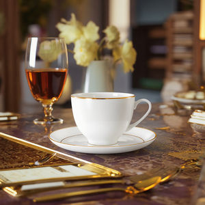 ชุดถ้วยชาพร้อมจานรองขอบทองพรีเมียม ทำจากกระดูกจีนอย่างดี ขนาด 180 มล. สำหรับกาแฟ - Product Image 3