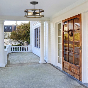 Mỹ công nghiệp trang trại mộc mạc Retro Đèn trần với cao <span class=keywords><strong>CRI</strong></span> 95 <span class=keywords><strong>LED</strong></span> sắt gỗ xây dựng cho hành lang lối đi ban công - Product Image 1