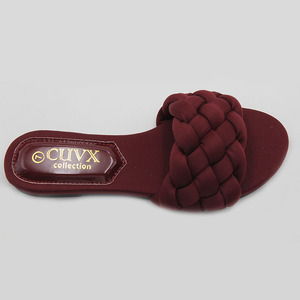 女性用夏靴プレーンウィーブフットウェアスライドラウンドヘッドフラットスリッパ女性用直接ブティック女性用サンダル - Product Image 2