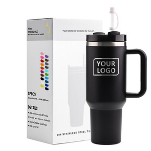 Custom Logo 40oz Double Wall Stainless Steel Adventure Travel Tumbler with Handle and Lid LED Temperature Display New Style - Product Image 1