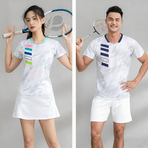 Premium Printed Moisture Wicking Breathable Anti-Wrinkle Quick Dry Badminton Uniform Set Short Sleeve Unisex <b>Athletic</b> - Product Image 3
