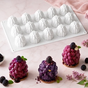 New Cross Border 15 Cavity Blackberry Shaped French Mousse Dessert <b>Silicone</b> Mold Food Grade Easy Release DIY Fruit <b>Baking</b> Mold - Product Image 1
