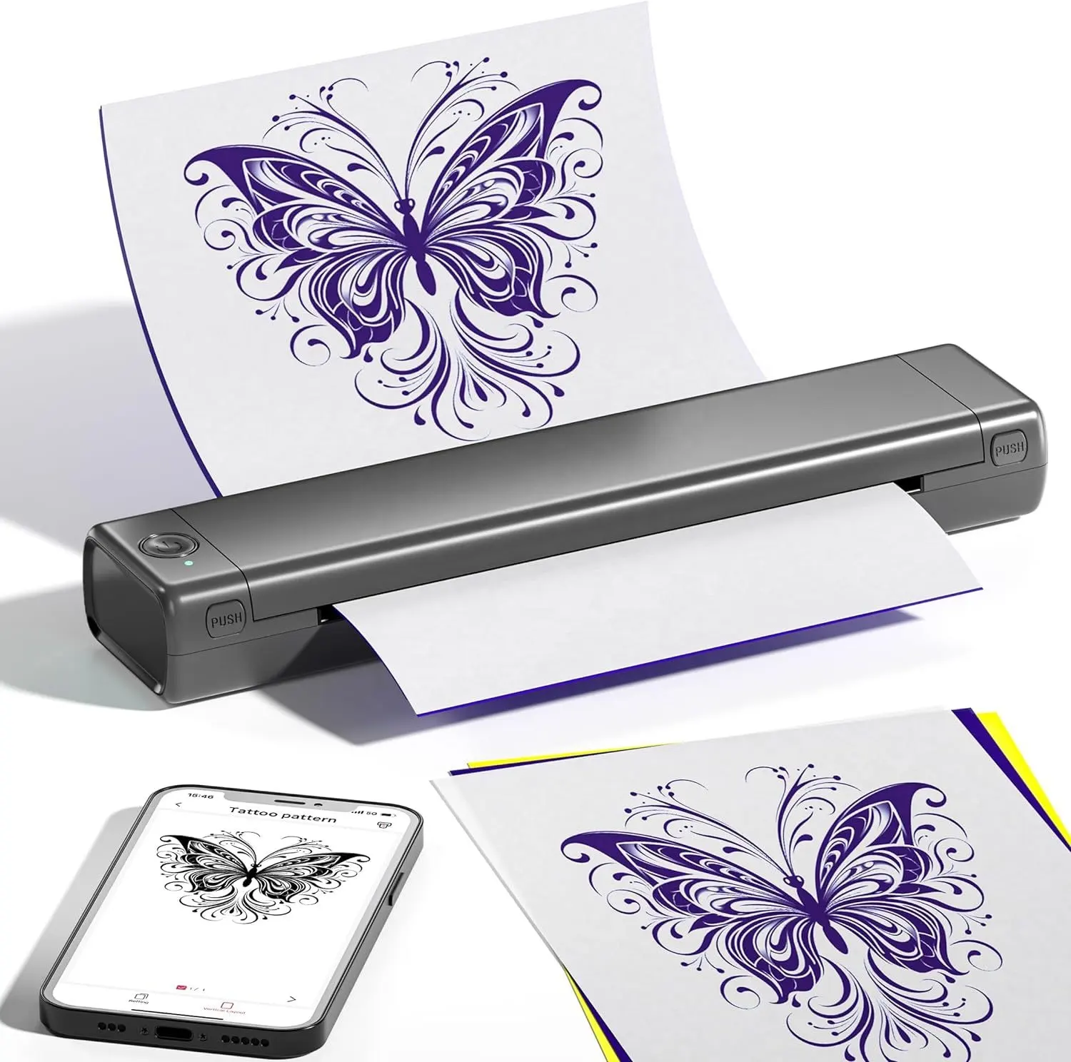 문서 문신 인쇄용 Phomemo 무선 미니 M08F A4 블루투스 잉크리스 휴대용 열전사 프린터 a4