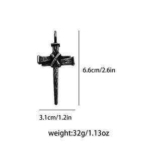 Non Tarnish Waterproof 316L Stainless Steel Gothic <b>Cross</b> Pendant Necklace for Men - Product Image 6