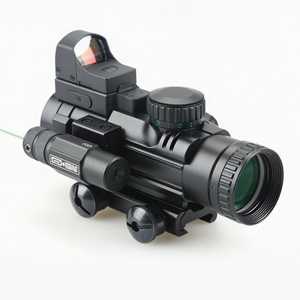 Mira Prismática 4X32 con Mira de Punto Rojo y Láser Verde, Mira Óptica Táctica para Caza al Aire Libre - Product Image 1