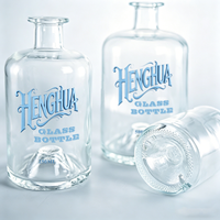 Botol Minuman Keras Kaca Bening 250ml Desain Baru dengan Alas Bentuk Gunung Es Unik, Botol Kaca Super Flint 25cl untuk Liquor Gin Whisky dengan Gabus
